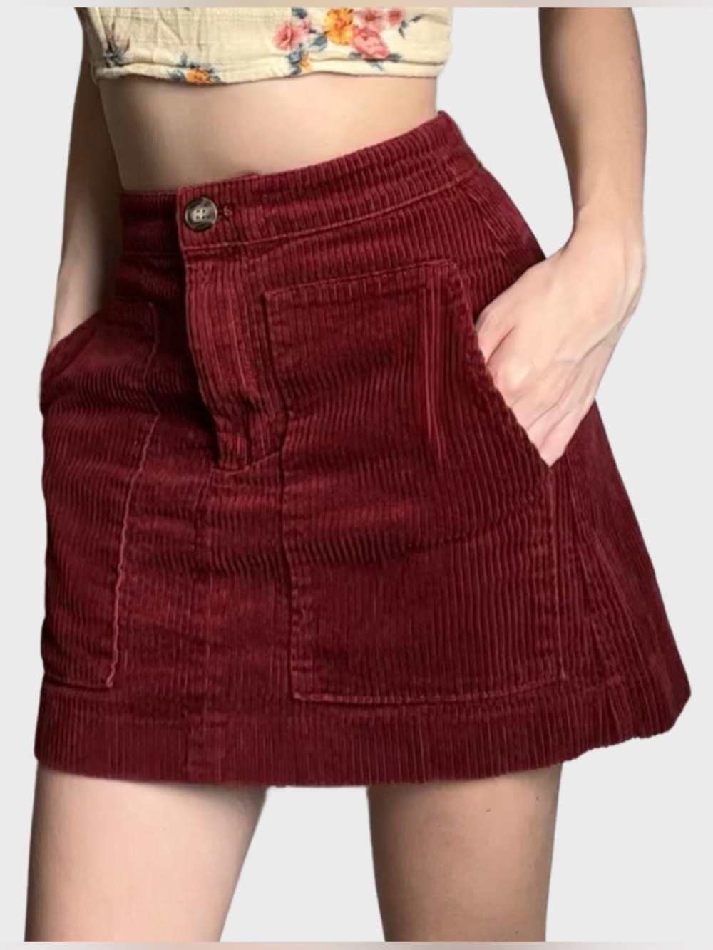 Red Corduroy 100% Cotton Mini Skirt - Size 6